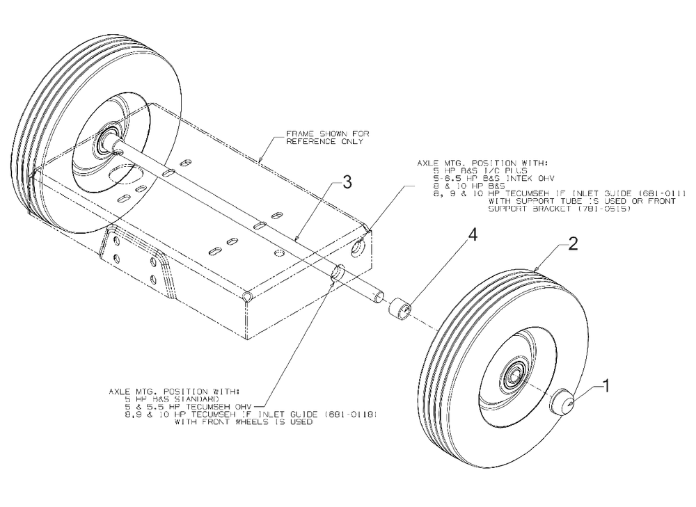 Wheels Diagram and Parts List for CS45M4 (24A-45M4700)(2017) Yard Machines Chipper Shredder